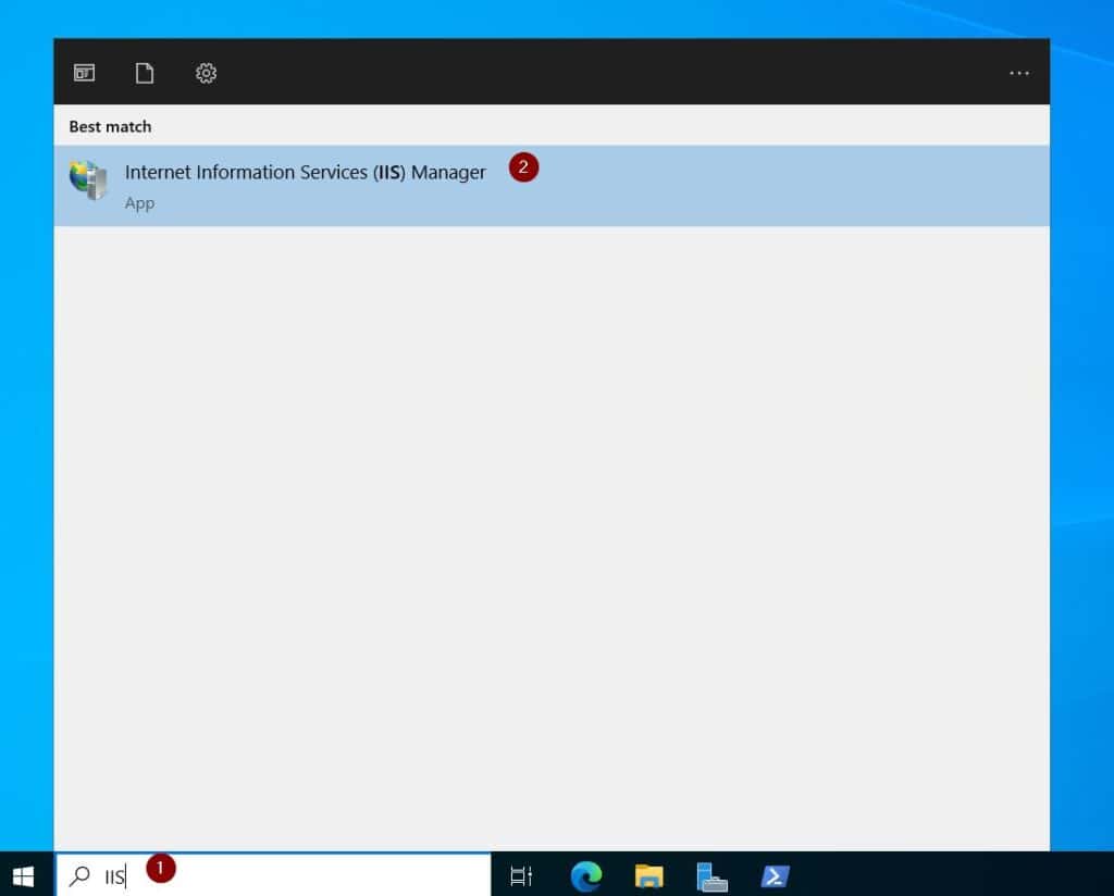 Search for and open IIS.