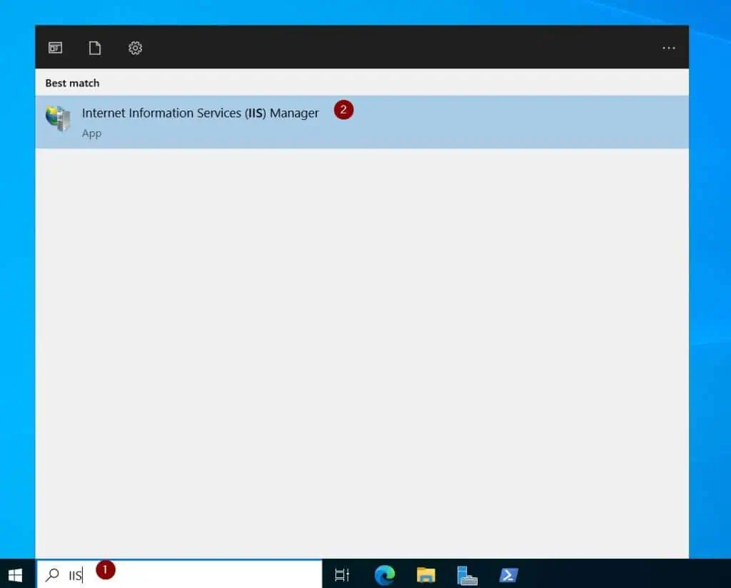 Search for and open IIS.