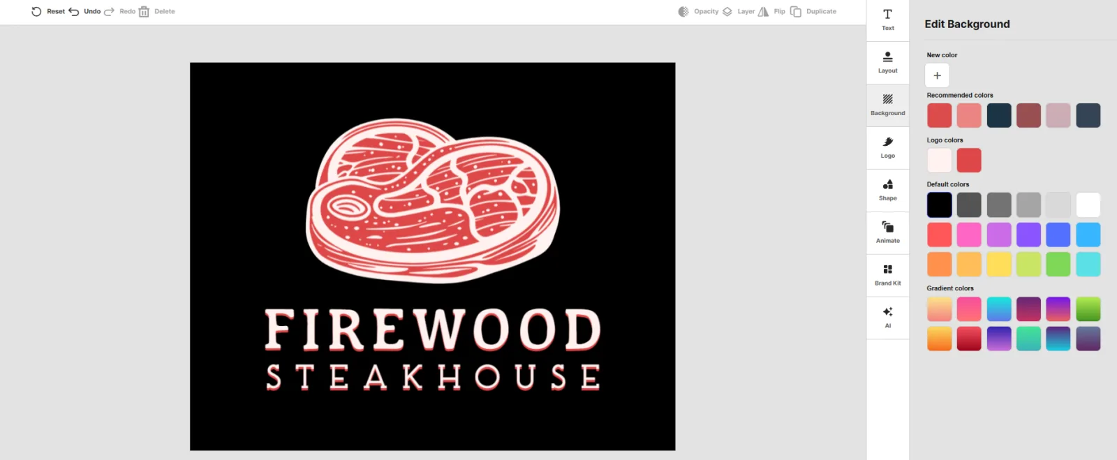 Changing the logo background color in the Design.com editor