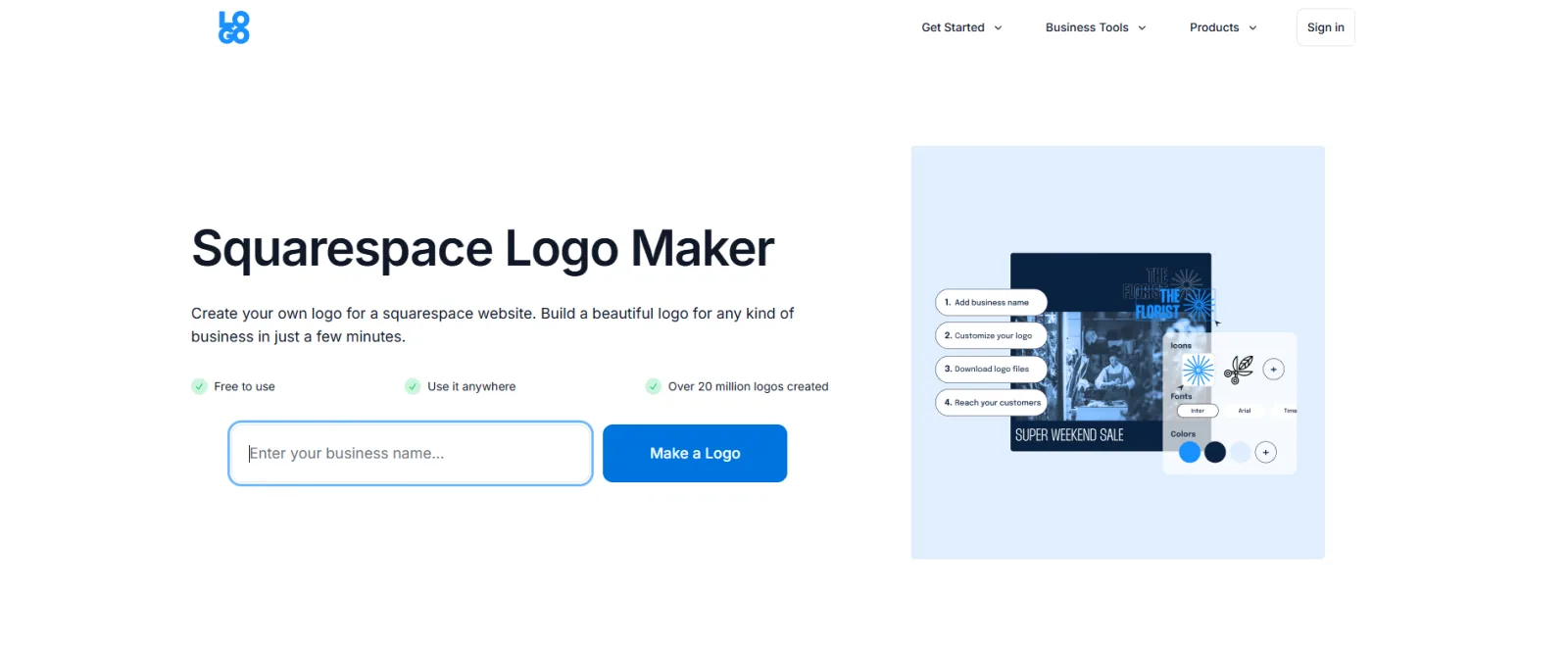 Squarespace Logo Maker homepage