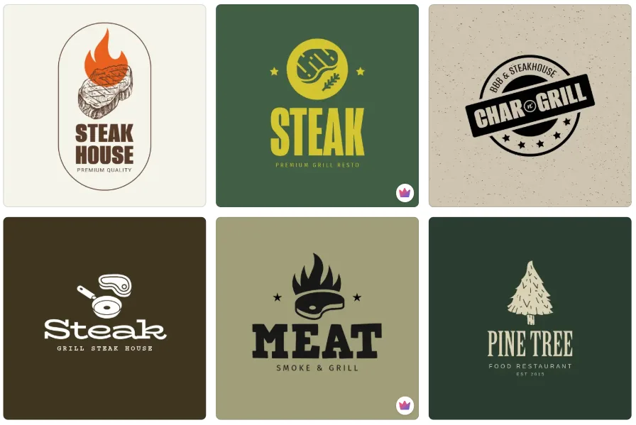 Adobe Express logo templates for a steakhouse