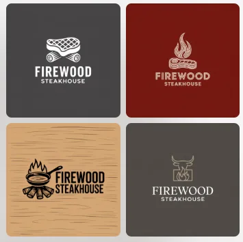 Logo concepts generated by Wixel's Aria for Firewood Steakhouse