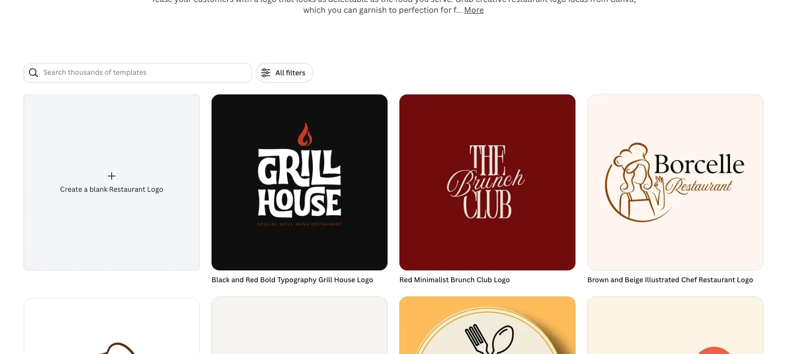 Canva restaurant logo templates