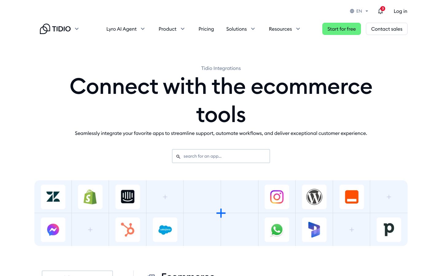 Tidio ecommerce integrations